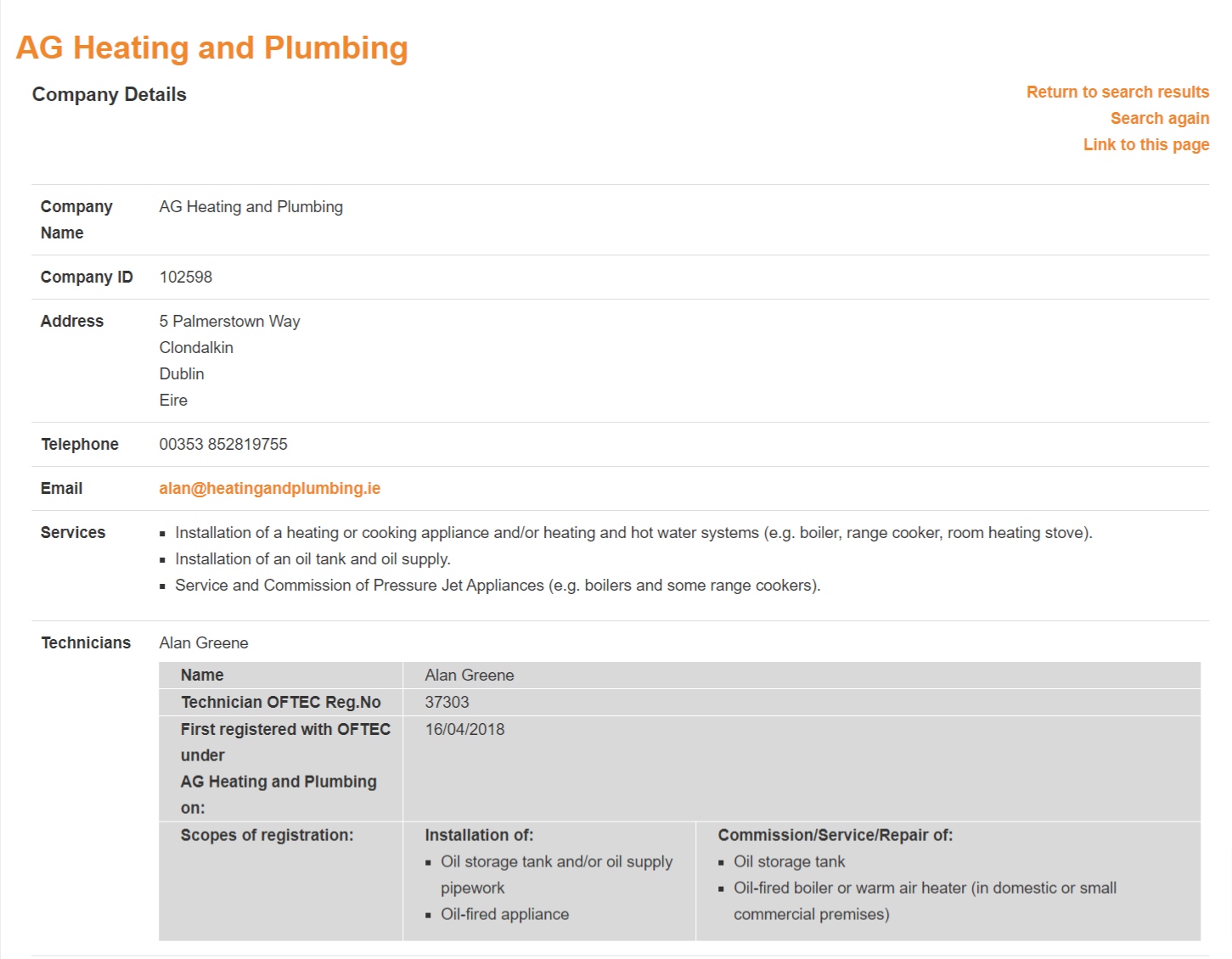 AG Heating & Plumbing - OFTEC Registered Oil Boiler Engineers
