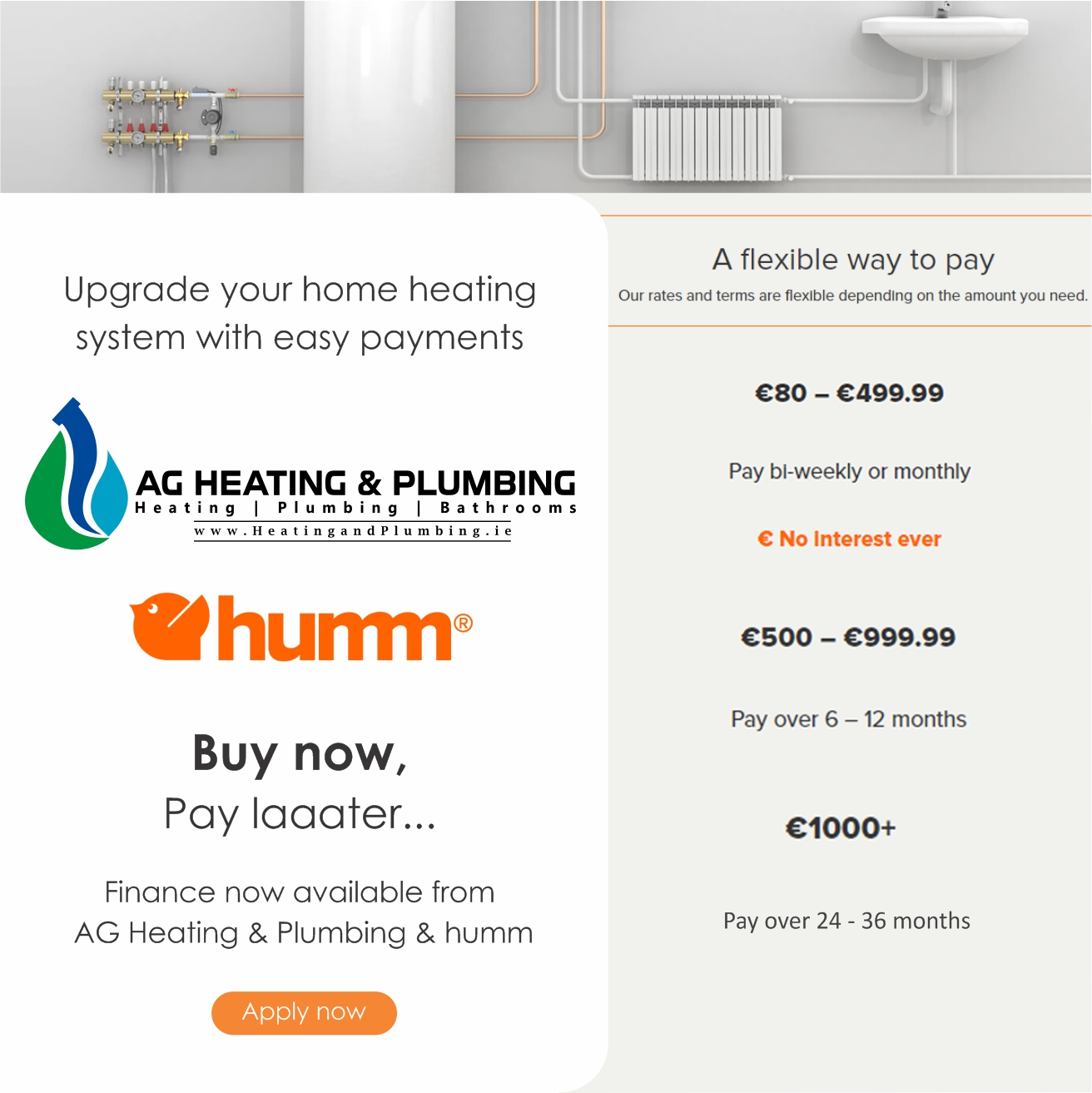 AG Heating & Plumbing Finance Facebook Advert