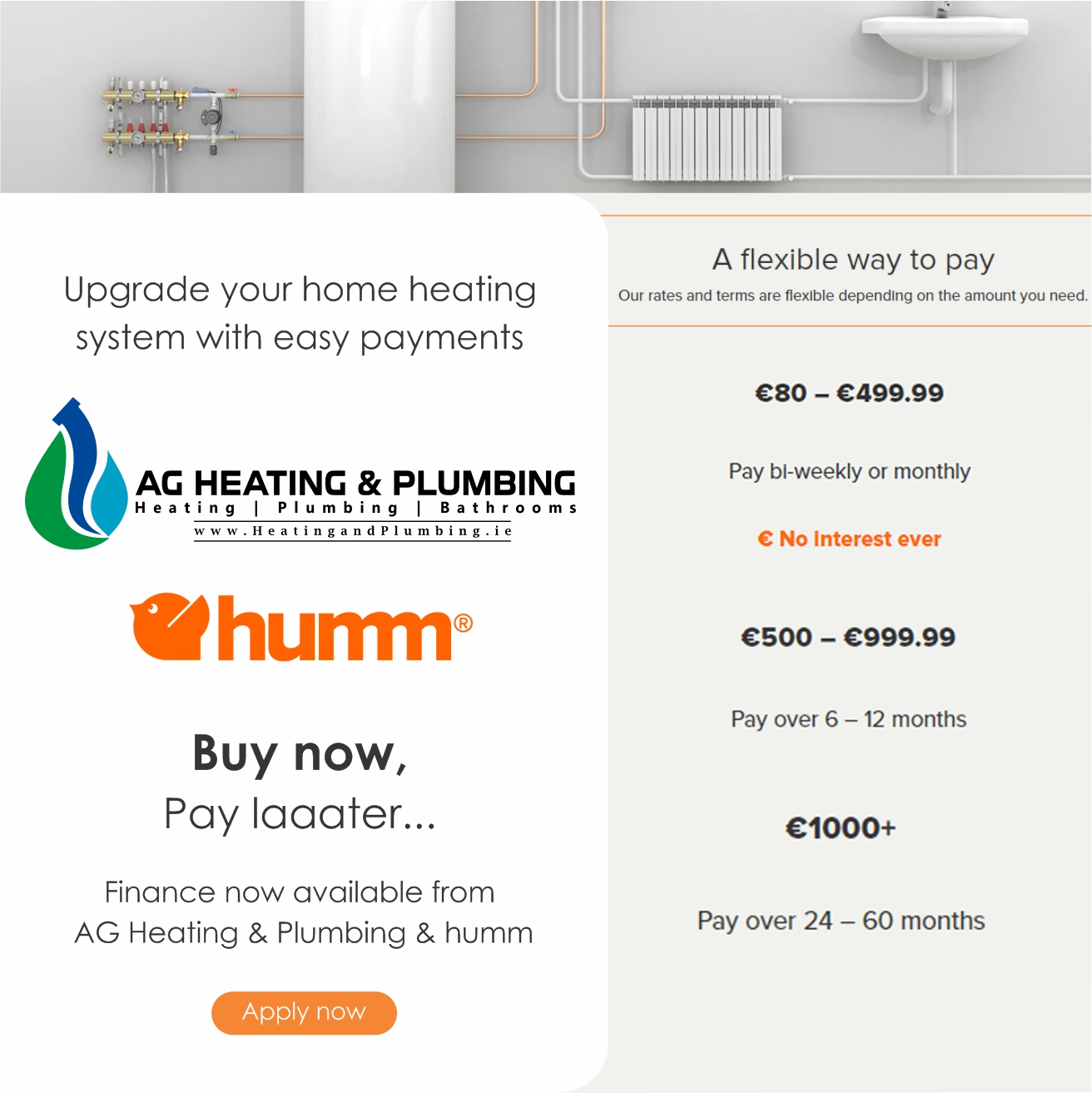 AG Heating & Plumbing Finance Facebook Advert