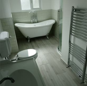 Full Bathroom Installation - Rads, Sink, Toilet, Shower and Bath